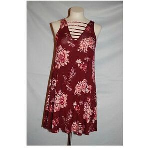 Rue21 Very Soft Floral Dress Maroon Women's Size Small